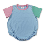 Pink mint short sleeves cotton baby boy summer romper