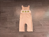 Sleeveless plaid turkey smocked boy Thanksgiving romper