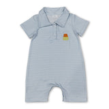 Stripe candy corn embroidery baby boy Halloween romper