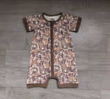 Short sleeves camo rabbit baby boy Easter romper