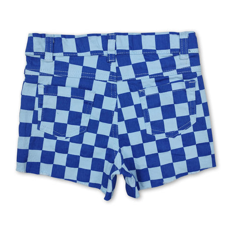 Blue plaid jeans baby girls summer denim shorts