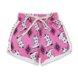 Pink boots aztec western baby girls summer shorts