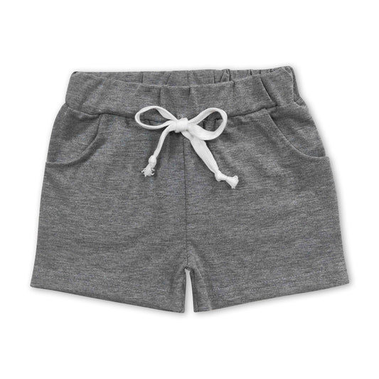 Light grey cotton pocket kids boy summer shorts