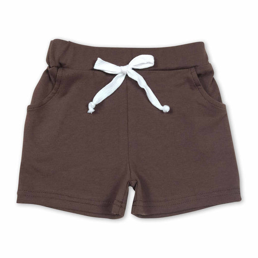 Brown cotton pocket kids boy summer shorts