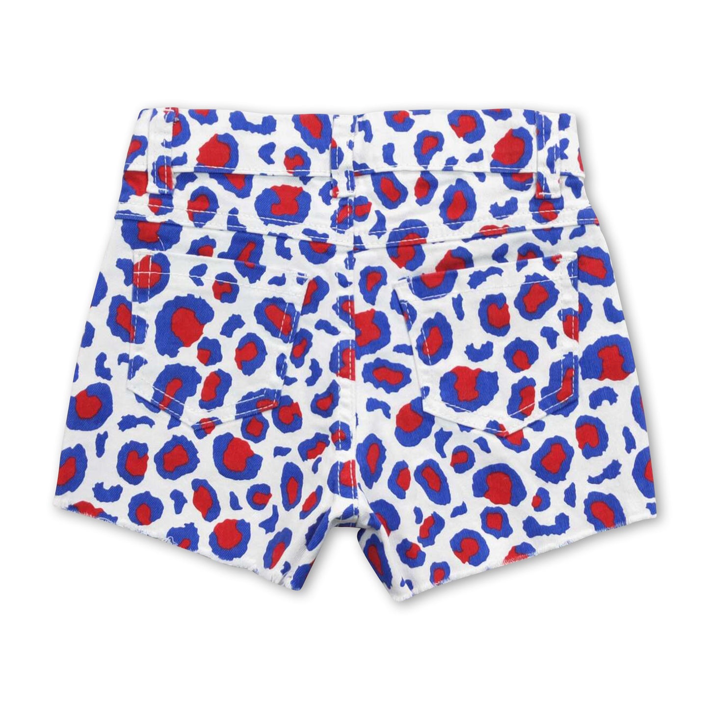 Red blue leopard baby girls 4th of july denim shorts
