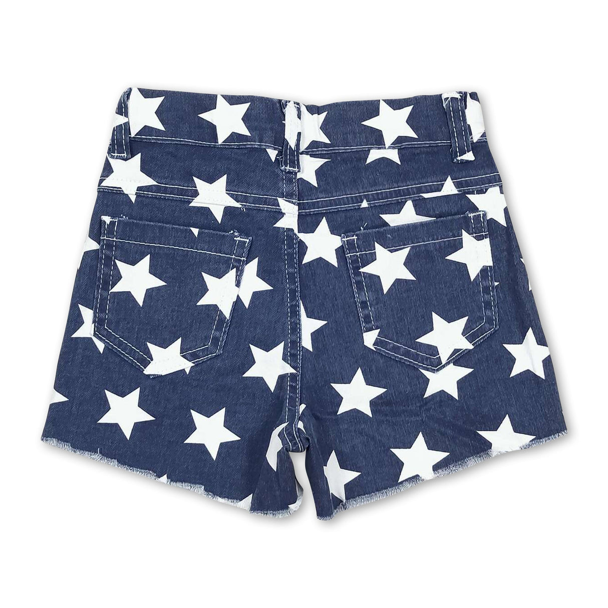 Stripe star kids girls 4th of july denim shorts