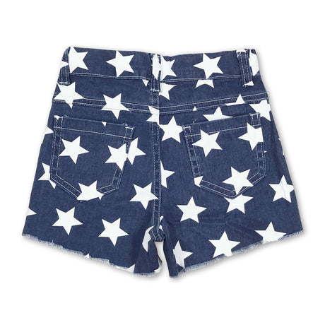 Stripe star kids girls 4th of july denim shorts