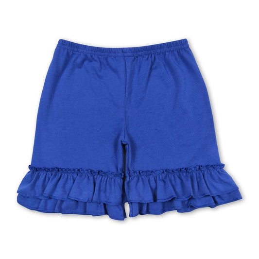Blue ruffle cotton baby girls summer shorts