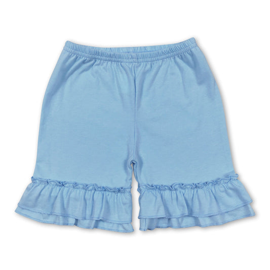Aqua ruffle cotton baby girls summer shorts