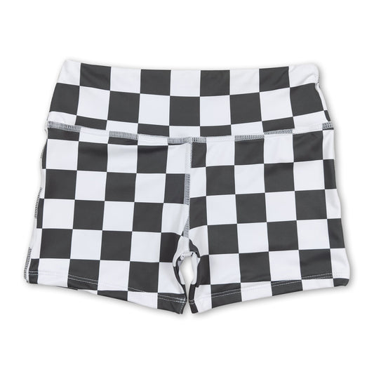 Black plaid baby girls summer shorts