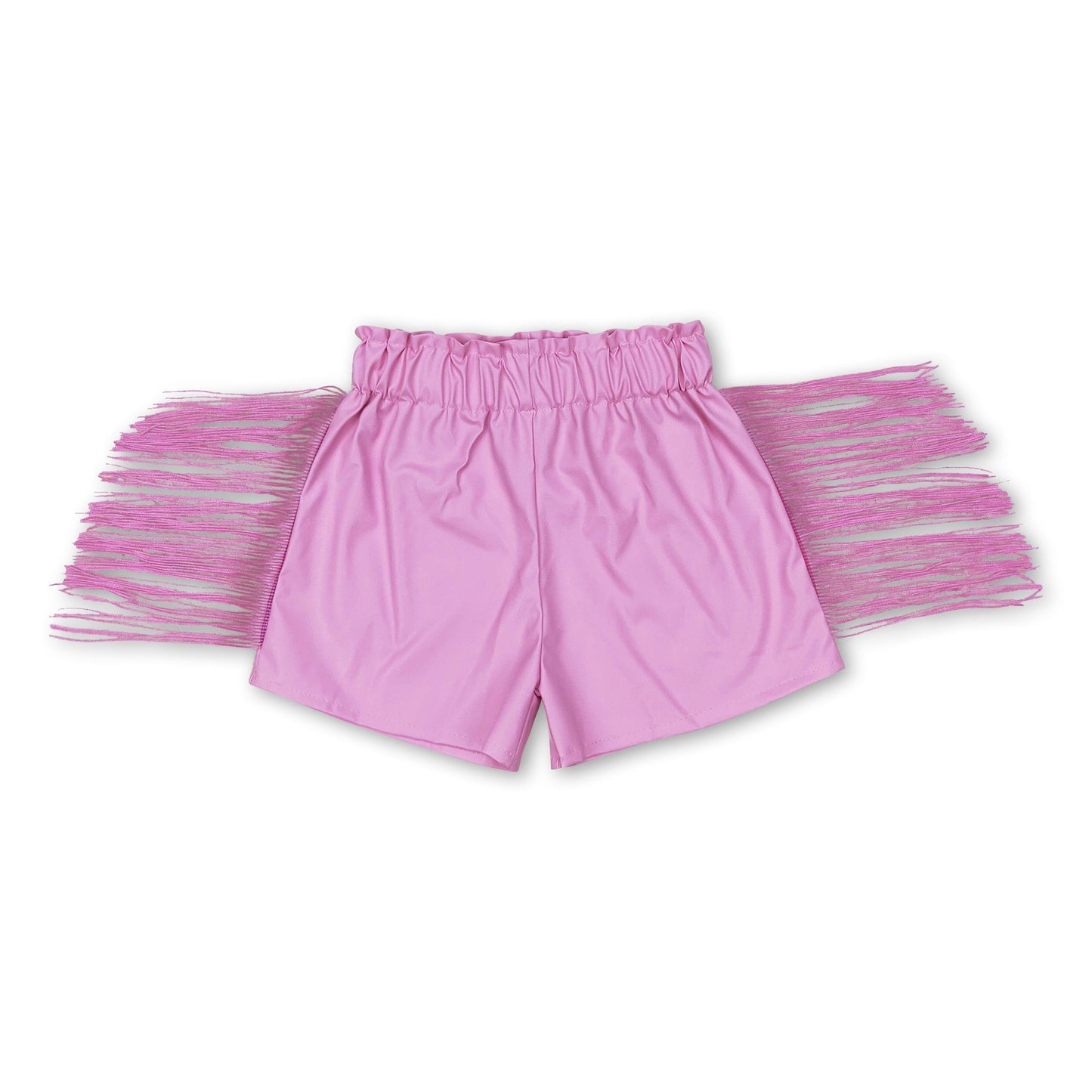 Pink leather tassels baby girls shorts