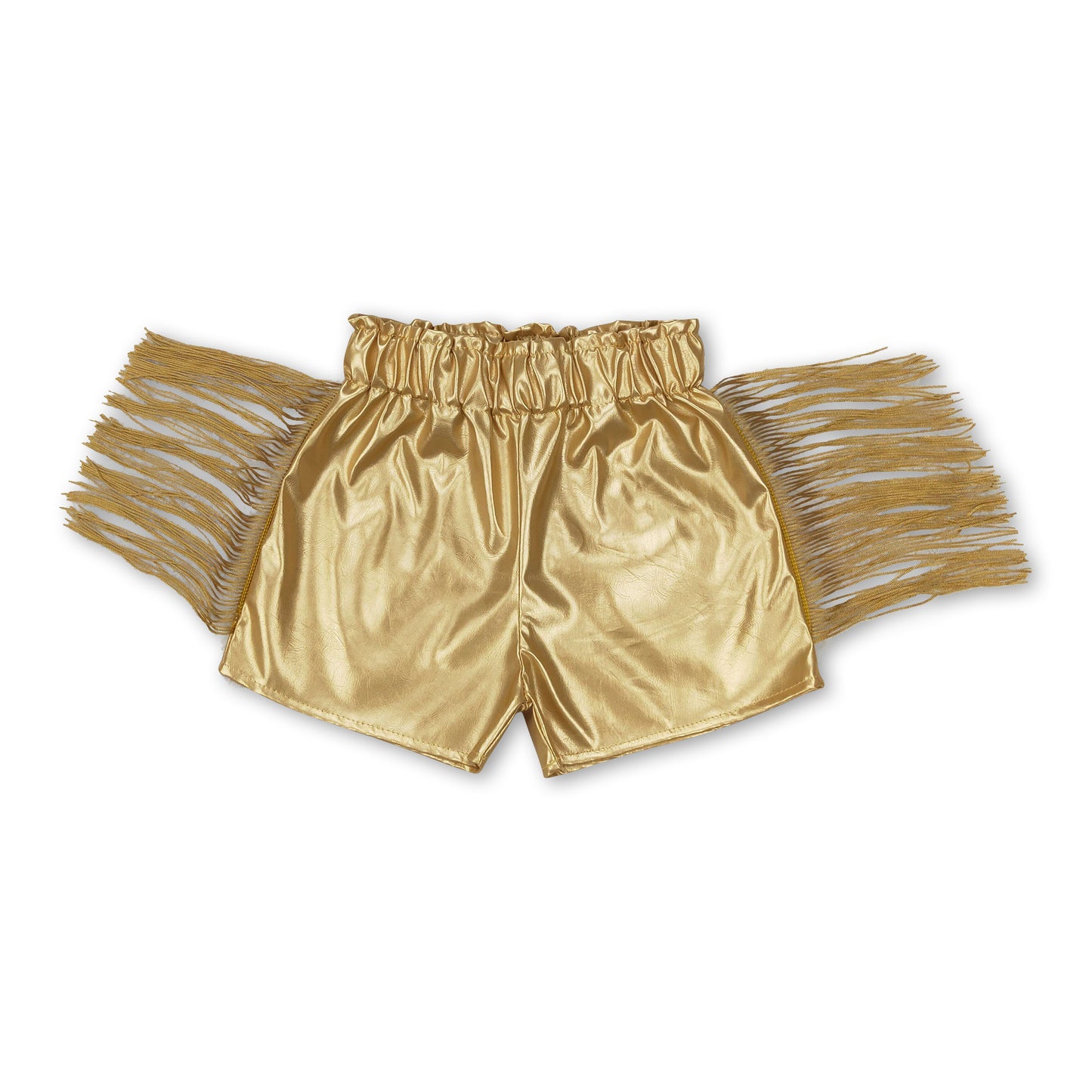 Gold leather tassels baby girls shorts