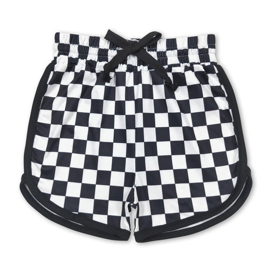 Black plaid baby girls summer shorts