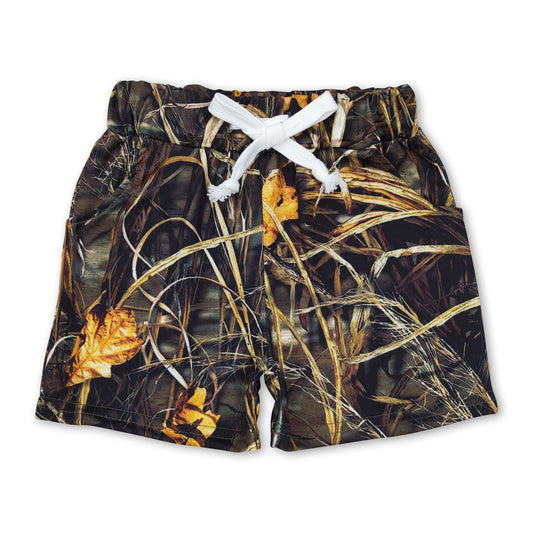 Camo leaves pockets baby boy shorts