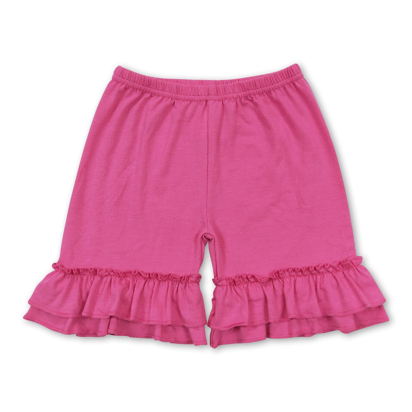 Hot pink ruffle cotton girls summer shorts