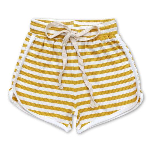 Yellow stripe kids girls summer shorts
