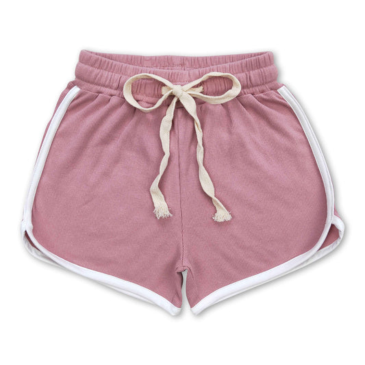 Dark pink cotton kids girls summer shorts