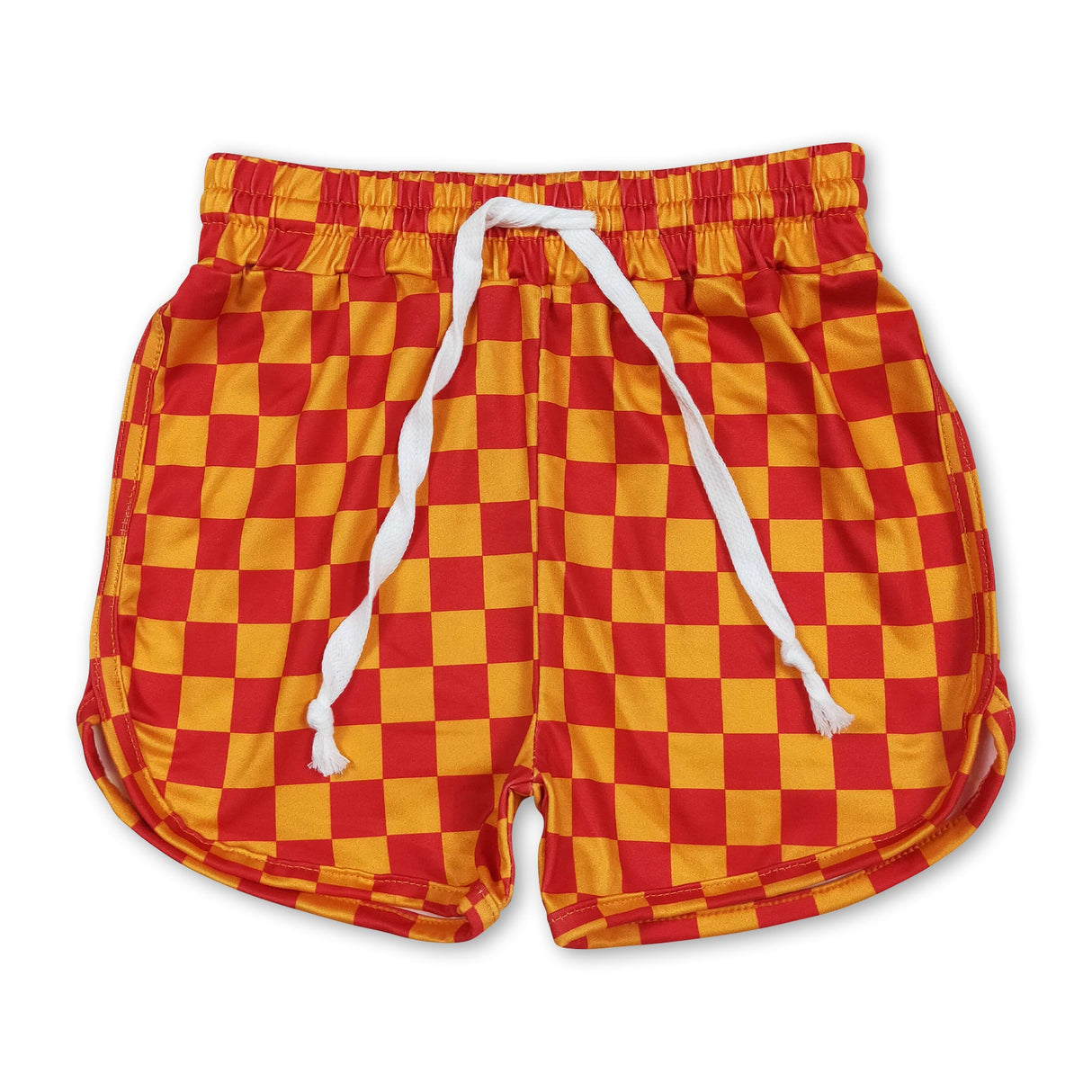 Orange plaid baby girls summer shorts