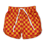 Orange plaid baby girls summer shorts