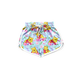 Floral bear baby girls summer shorts