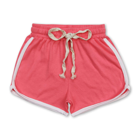 Watercolor red cotton kids girls summer shorts