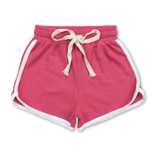 Hot pink cotton kids girls summer shorts