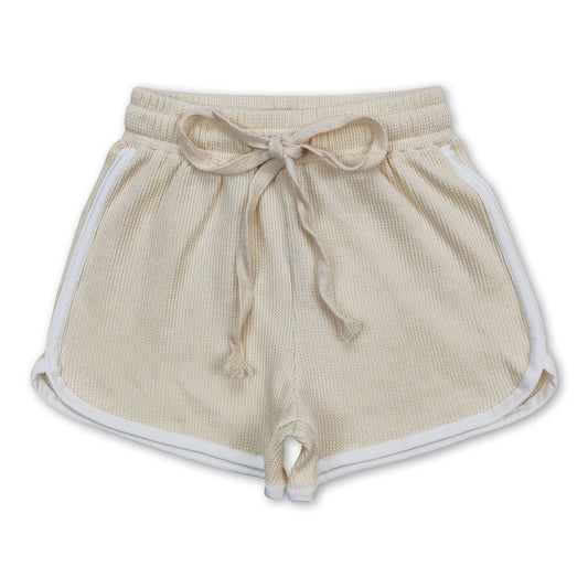 Beige cotton kids girls summer shorts