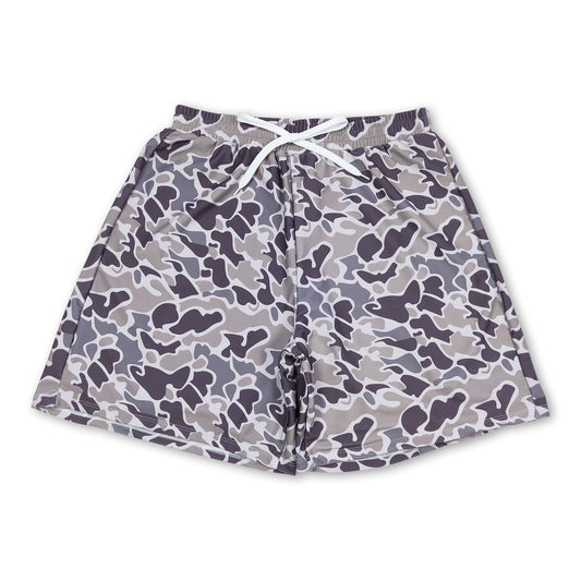 Camo print adult men summer swim trunks