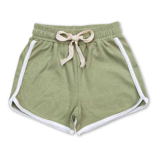 Olive cotton kids girls summer shorts