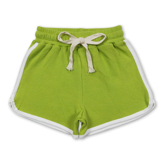 Green cotton kids girls summer shorts