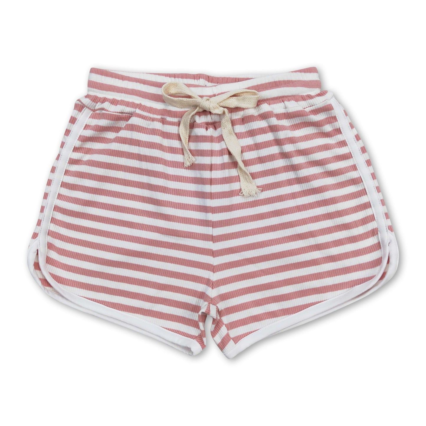 Pink stripe cotton toddler girls summer shorts