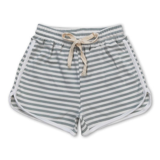 Grey stripe cotton toddler girls summer shorts