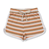 Orange brown stripe cotton toddler girls summer shorts