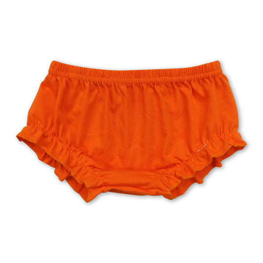 Orange cotton ruffle baby girls bummies