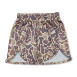 Khaki camo elastic waist baby girls hunting shorts