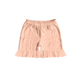 Peach cotton ruffle baby girls summer shorts