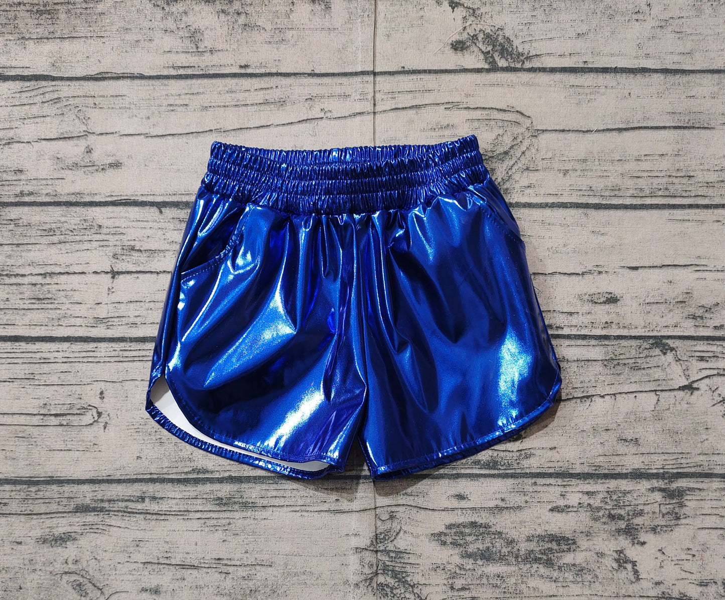 Blue elastic waist kids girls summer shorts