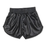 Black elastic waist kids girls summer shorts