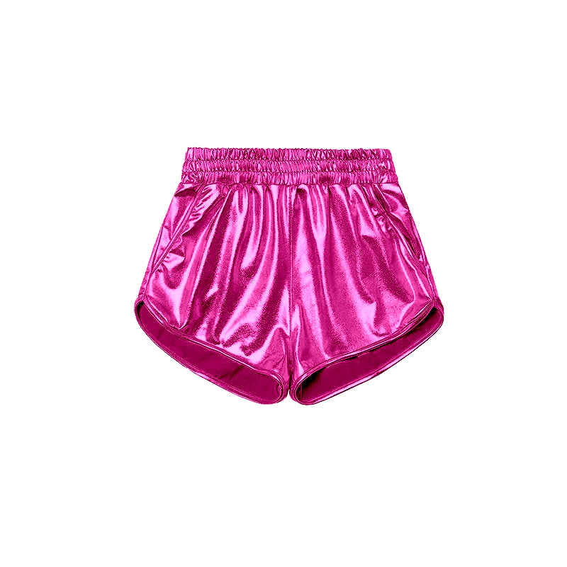 Hot pink elastic waist kids girls summer shorts