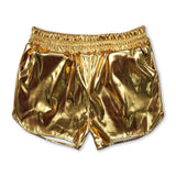 Gold elastic waist kids girls summer shorts