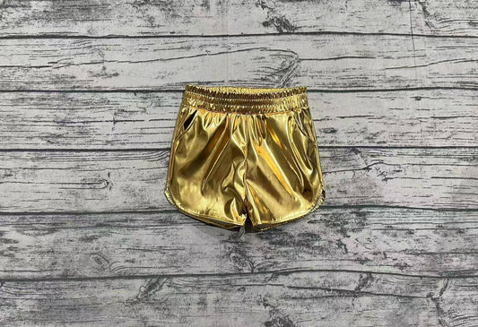 Yellow elastic waist kids girls summer shorts