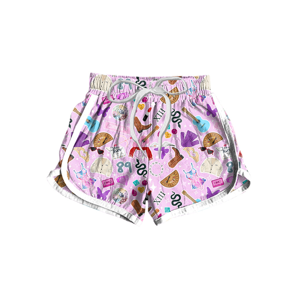 Lavender guitar butterfly singer adult women summer shorts