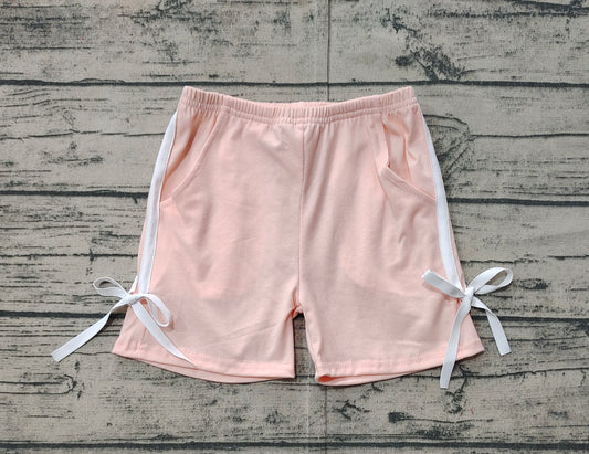 Pink white bow pocket baby girls summer shorts