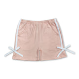 Pink white bow pocket baby girls summer shorts