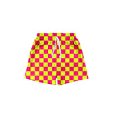 Yellow hot pink plaid baby kids summer shorts