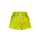 Green yellow plaid baby kids summer shorts