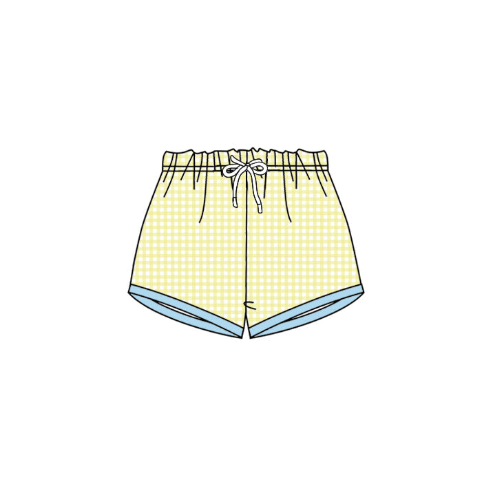 Yellow plaid summer bottoms baby kids shorts