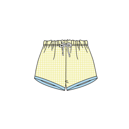 Yellow plaid summer bottoms baby kids shorts