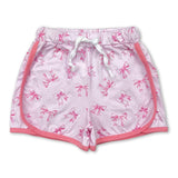 Pink polka dots bow kids girls summer shorts