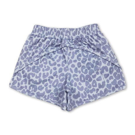 Grey leopard kids girls summer shorts